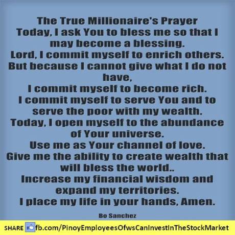 The True Millionaire's Prayer by Bo Sanchez